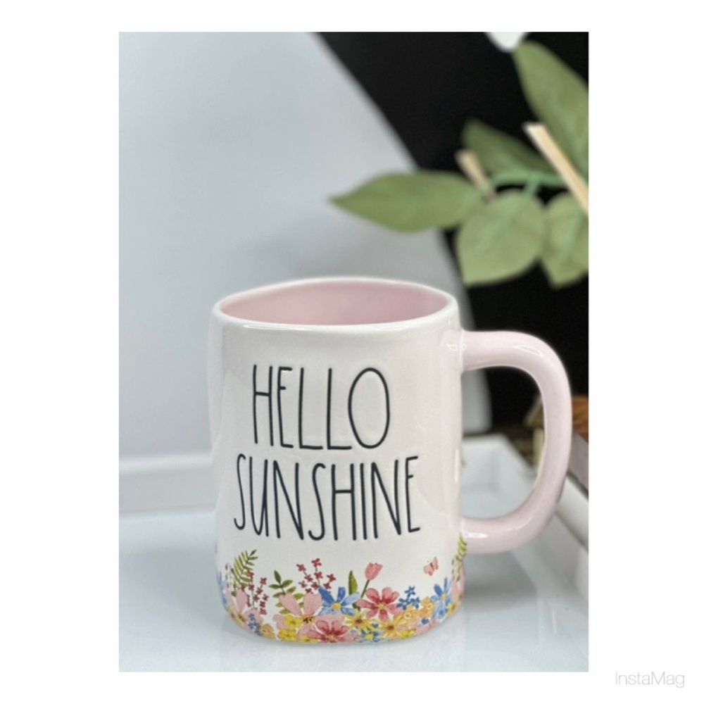 NEW Rae Dunn Mug ☕️ Hello Sunshine Farmhouse Ceramic Cup Floral